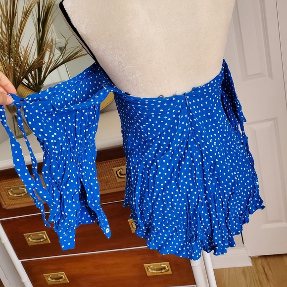 Zara blue polka dot off the shoulder summer top - Picture 6 of 8